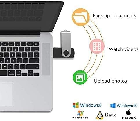 JUANWE 2GB USB Flash Drive 10 Packs, 2.0 Thumb Drives 360° Swivel Shell, USB Sticks Jump Drives for Storage, Mutipack Zip Drive Pen Drive for Computer/Car,Bulk Memory Sticks - Black