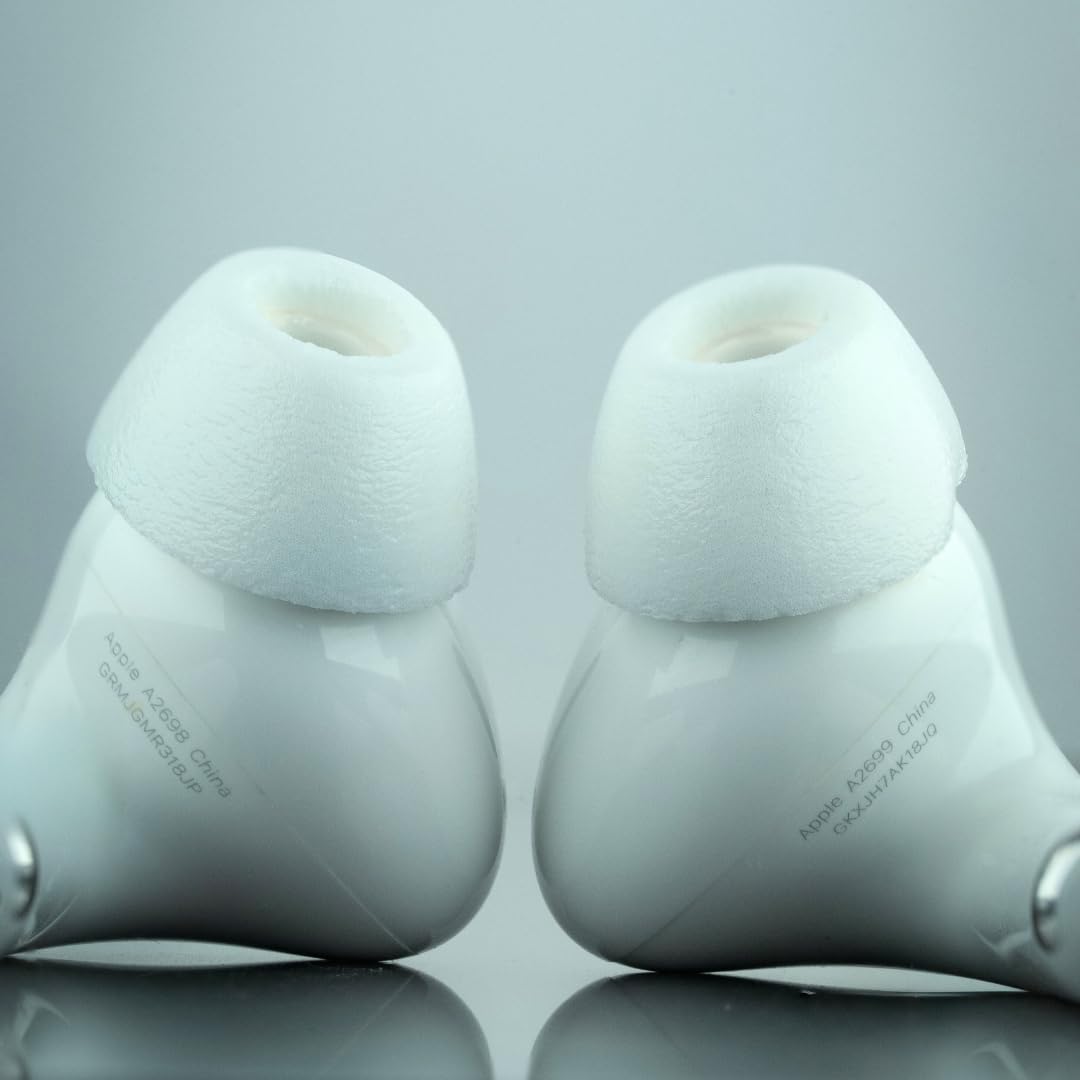 Comply TrueGrip MAX | Premium Memory Foam Replacement Earbud Tips for Apple AirPods Pro 1 & 2 | Long Lasting Comfort, Extreme Durability, Secure Fit, Superior Noise Isolation| White (S/M/L) (3 Pairs)
