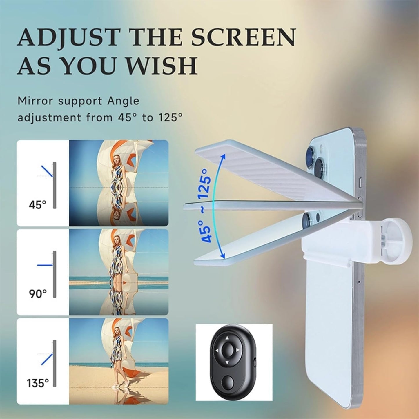 Smartphone Camera Mirror Reflection Clip Kit, Adjustable HD Glass Mirror Effect Lens for Creative Photography, Vertical & Horizontal Phone Selfie Reflector, Portable Photography Accessory (2PCS-Black)