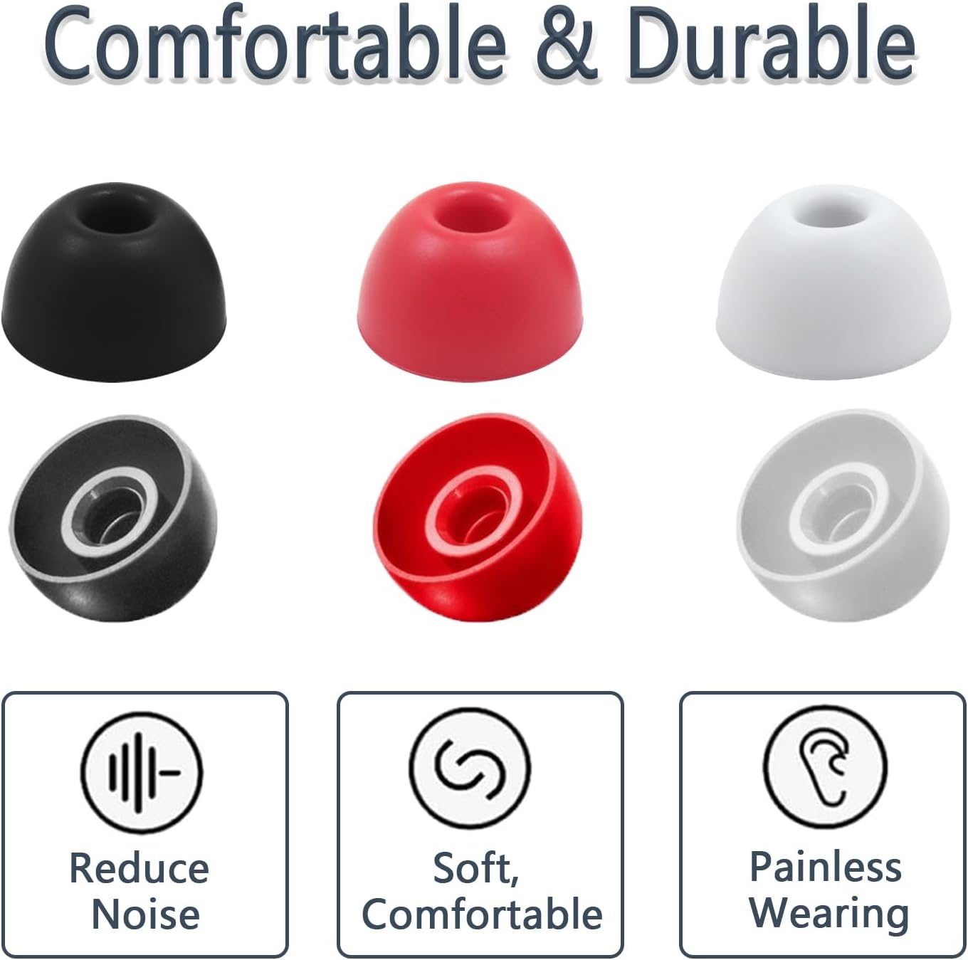 Replacement Silicone Ear Tips for Beats Fit Pro/Studio Buds/Studio Buds+ Headphone, 6 Pairs Earbuds Eartips L/M/S, Eargels Set Fit in Case, Earplug Ear Cap (Red)