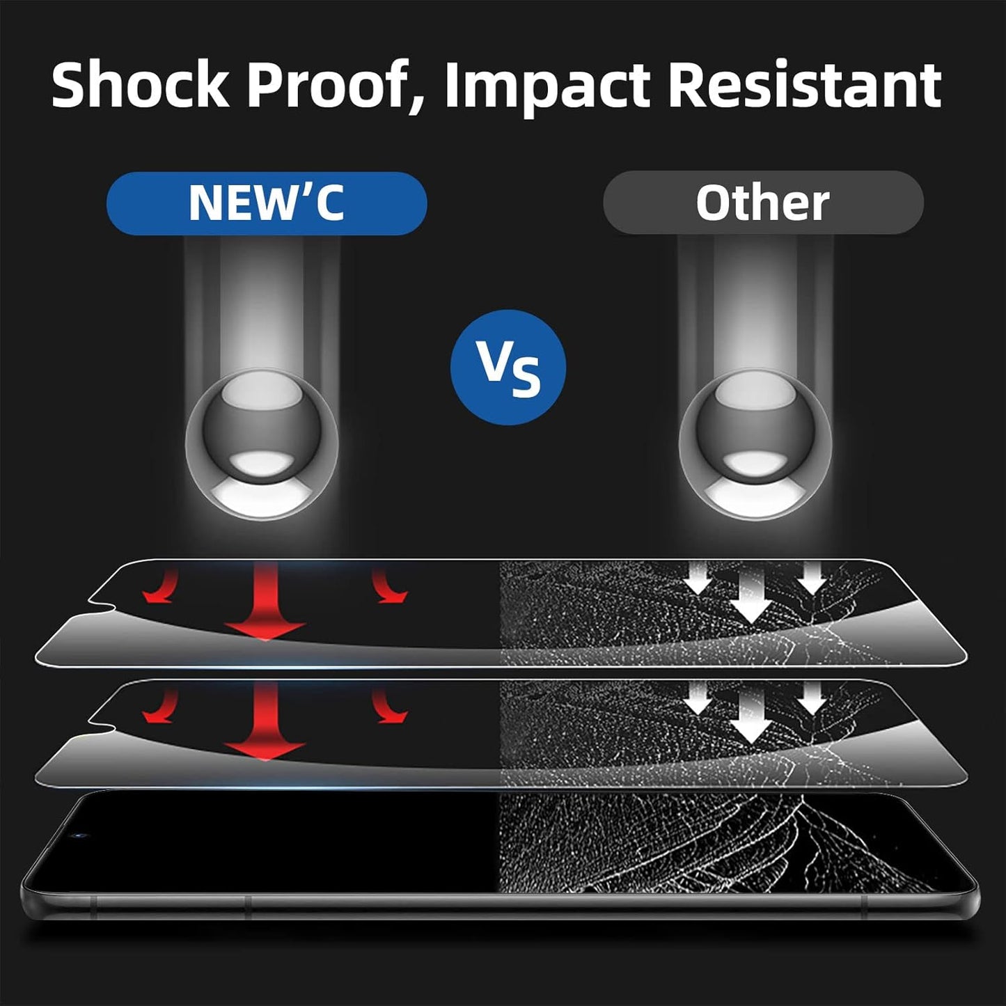 NEW'C 3 Pack Designed for iPhone 11 Pro and iPhone X and iPhone XS Screen Protector,Enhanced Tempered Glass Protection, Case Friendly, Bubble Free Ultra Resistant