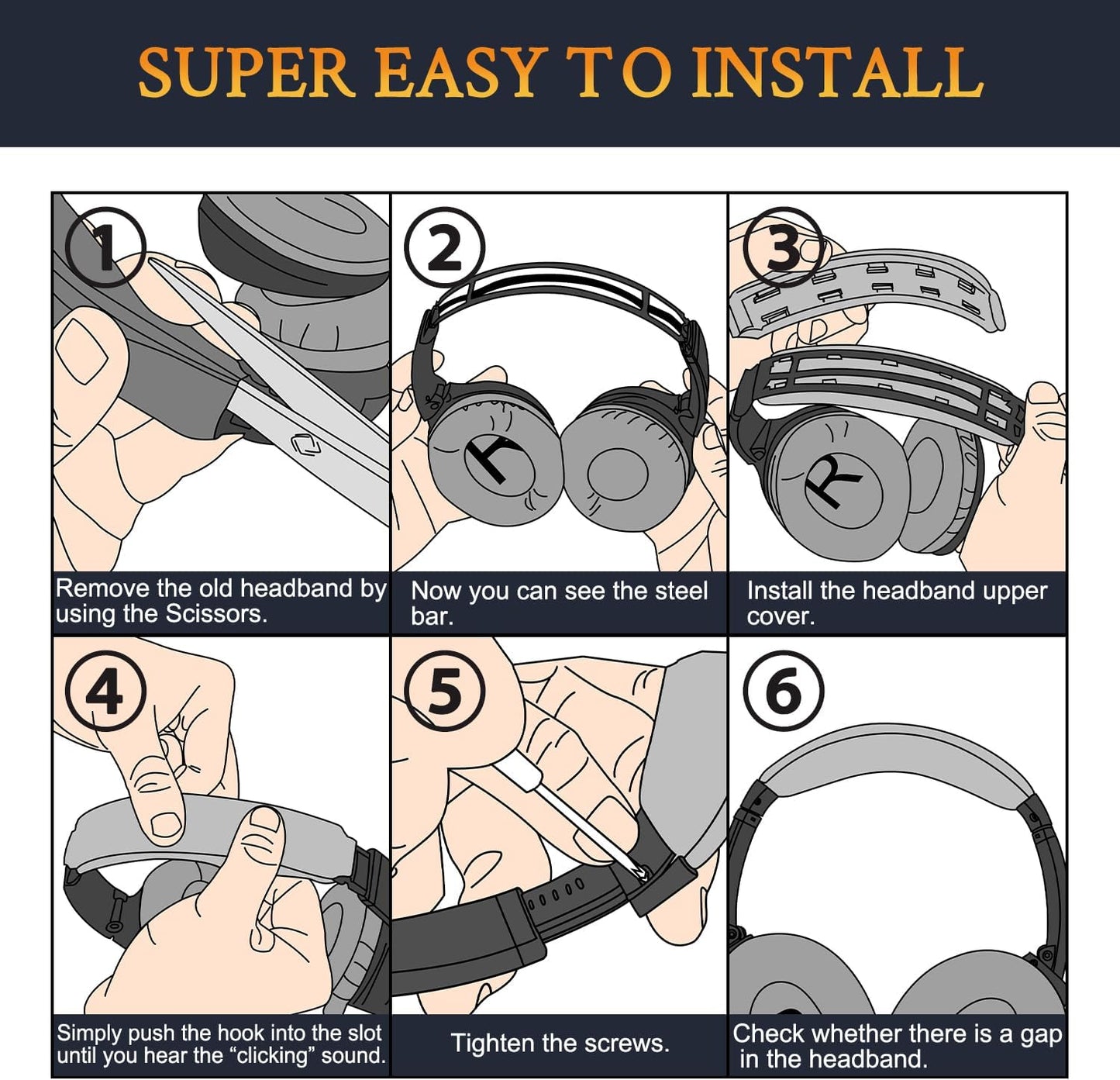 SOULWIT Ear Pads Cushions + Headband + Silicone Earpads Cover Protector, Replacement Kit for Bose QuietComfort 35 QC35, QC35 ii Over-Ear Headphones - Black