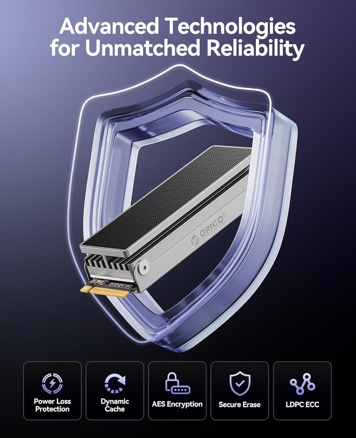 ORICO OSC 1TB M.2 NVMe SSD for Desktop PC, PCIe 4.0 Internal SSD with 7450MB/s Read, TLC NAND, Pre-Installed Pro-Grade Finned Heatsink, Innovative IceArmor Cooling, M.2 2280 Drive