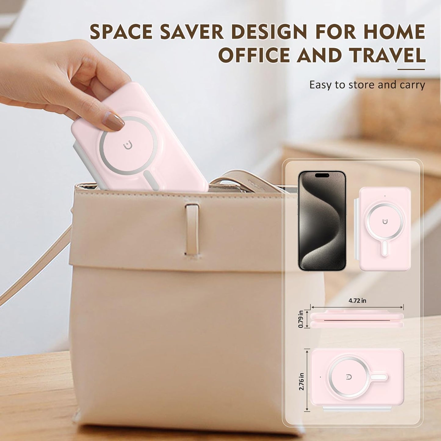 3 in 1 Wireless Charging Station for iPhone 16 15 14 13 12 Pro Max Plus – Foldable Magnetic Charger Pad for Apple Watch Series & AirPods – Fast Wireless Charging Dock for Travel & Home