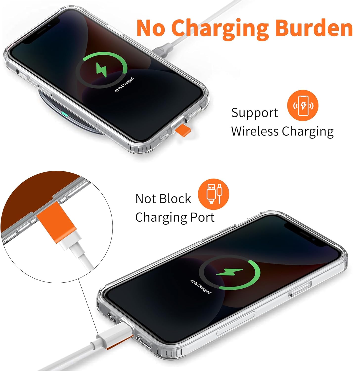 CACOE Cell Phone Lanyard Universal Crossbody Multifuctional Lanyard Compatible with Most Smartphones (Orange, 30"(Neck Strap×1)+8""(Wrist Strap×1))"