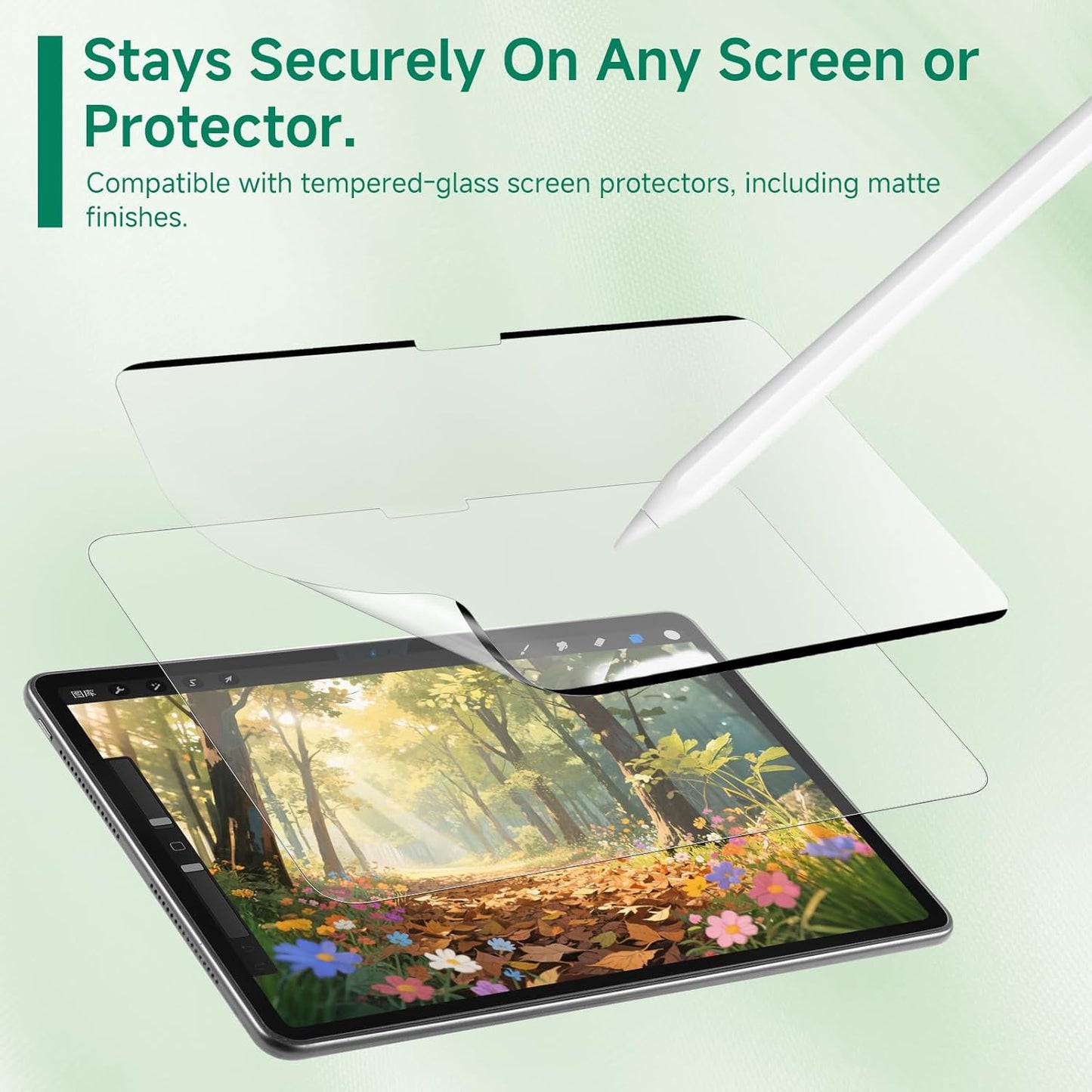 Nano-Suction Paper Feel Screen Protector for iPad Air 13 Inch M3/M2 (7th/6th Gen, 2025/2024), Removable, Reusable, Write as Real Paper, Anti Glare, Stable, Matte Finish