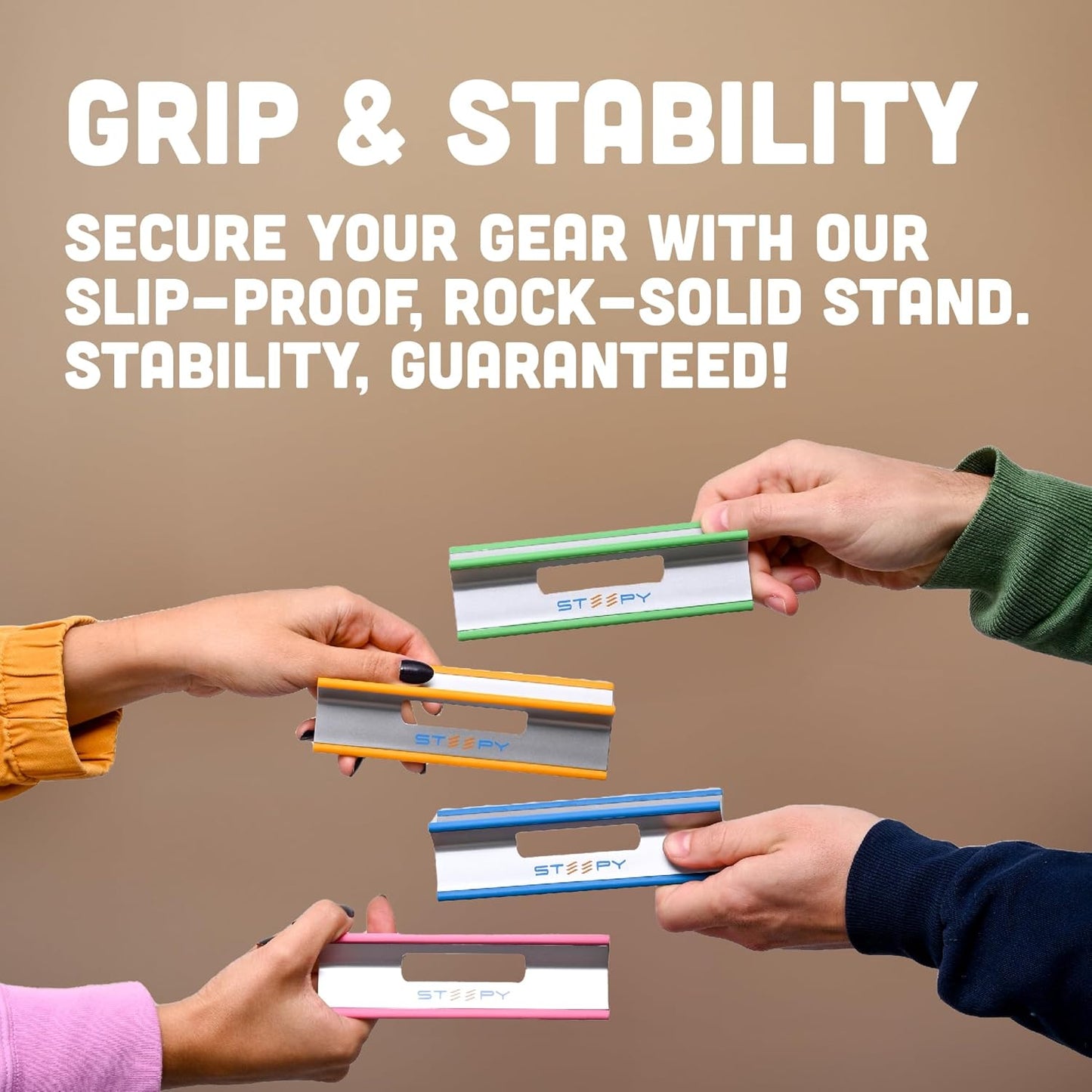 Steepy Adjustable Laptop Stand - 3 Heights Computer Riser for Desk - Portable With Adjustable Height