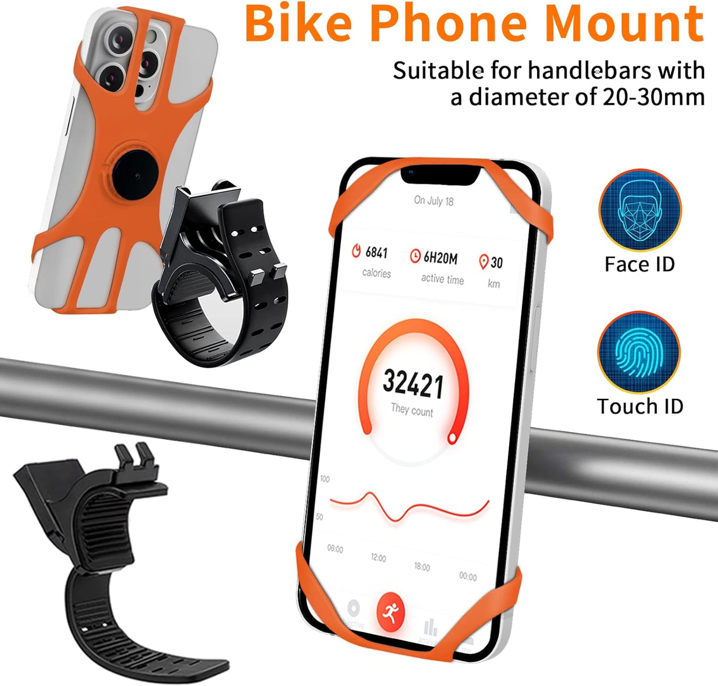 3in1 Phone Holder for Running,Arm Band/Wrist Holder/Bike Mount,Phone Armbands 360° Rotation & Detachable Fit All 4.5-7" Cellphone for iPhone 16/15/Pro/ProMax/14/13/12/mini/Pro Max/XS/XR"