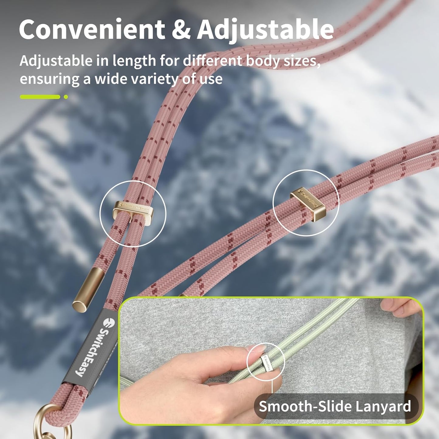 SWITCHEASY 6mm Adjustable Crossbody Phone Strap Compatible with Most Phones, Anti-Theft & Ant-Drop, Hands Free for Phone Lanyard Crossbody with Strap Card Phone Tether Tab - EasyStrap (Sea Foam)