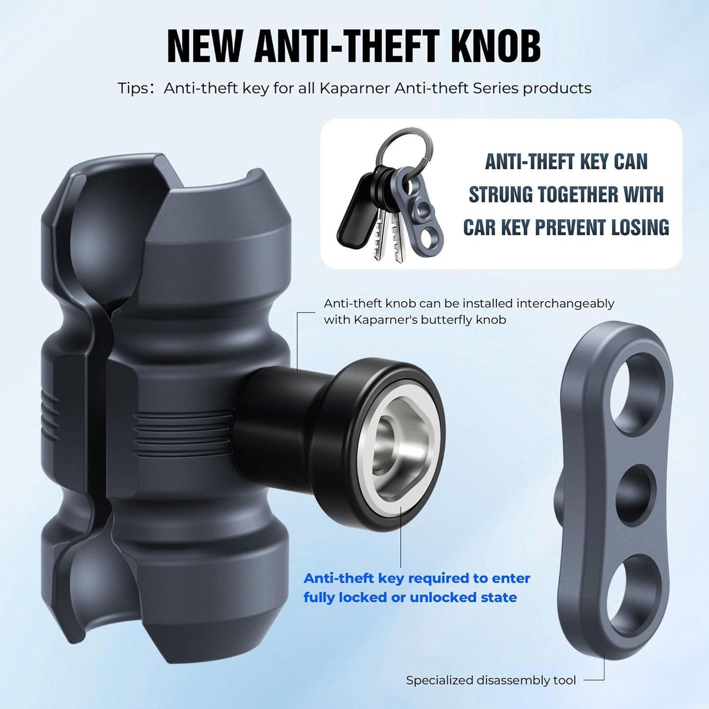 Motorcycle Phone Mount Kit, Anti-Theft Dual Socket Arm, 360° Rotate Phone Clip and Aluminum Handlebar Clamp Mount U-Bolt Base for Bike/ATV/Scooter Handlebar for 5.5-7" Smartphone (KPS-19)"