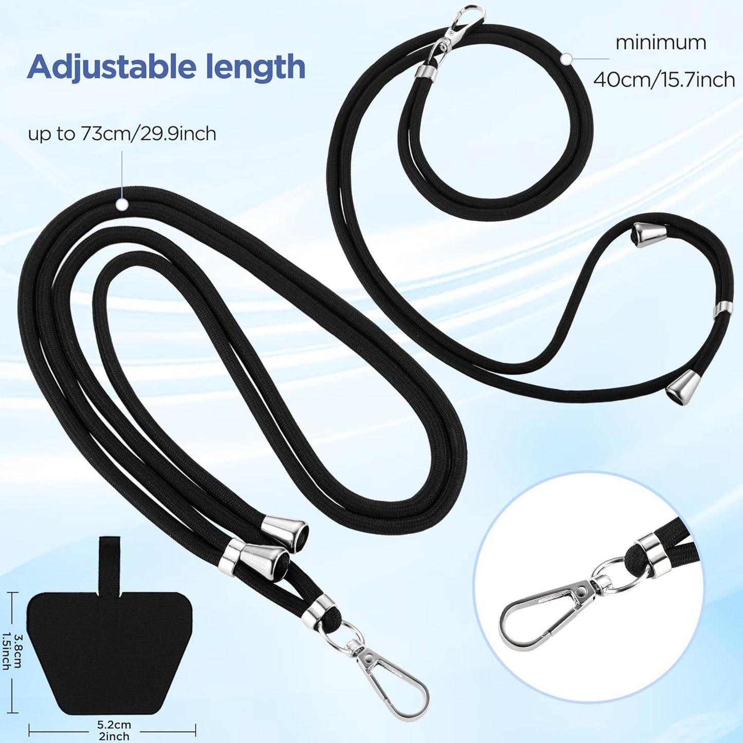 CACOE Phone Lanyard 2 Pcs-2 Pcs Adjustable Neck Strap, 4 Pcs Patches, Universal Crossbody Multifuctional Cell Phone Lanyards Compatible with Most Smartphones(Black+Dark Green)