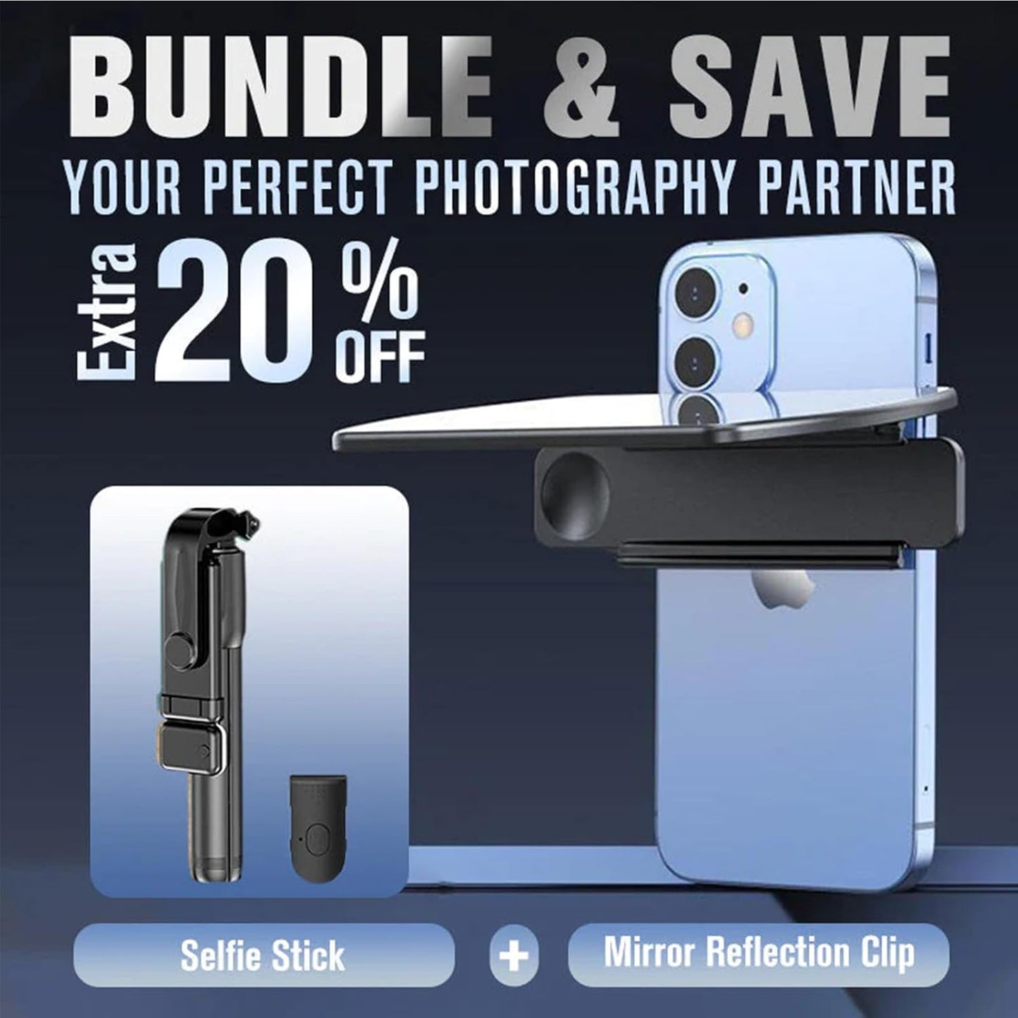 Mirror Effect Lens - Capture Stunning Reflections Instantly, Mirror for Phone to Use Back, Smartphone Camera Mirror Reflection Clip Kit, Reflection Mirror for Outdoor Travel Photography (Black+White)