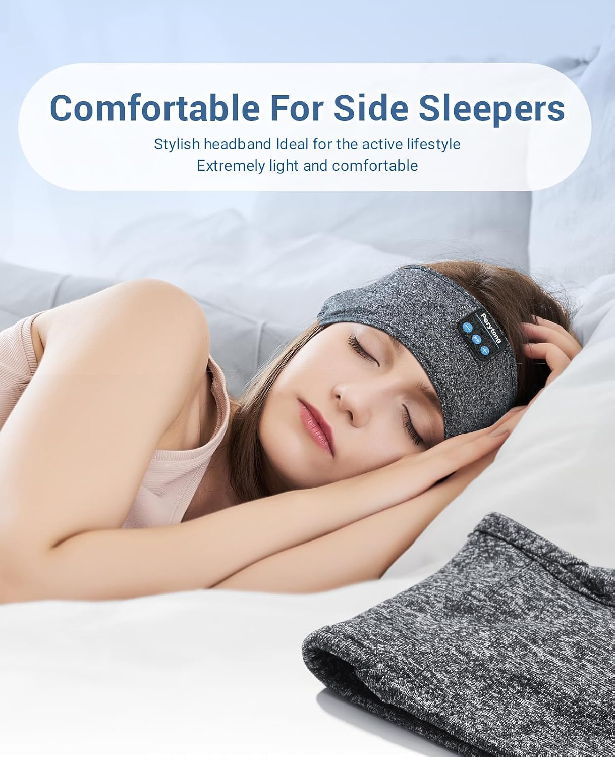 Perytong Sleep Headphones Bluetooth Headband, Sports Wireless Earphones Music Sleeping Earbuds with HD Stereo Speaker for Mom Women Men Teen Running Cool Gadgets Unique Gifts