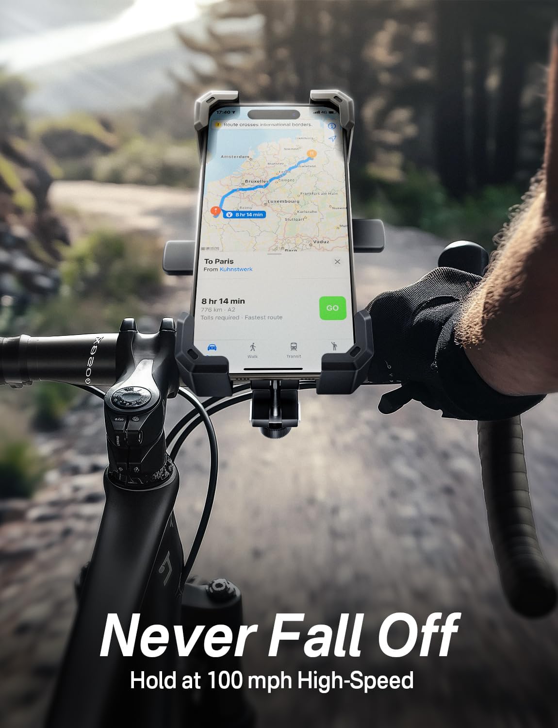 Bike Phone Holder Handlebar,Motorcycle Phone Mount,ATV Cell Phone Clamp,Scooter Phone Clip for iPhone 15 Pro Max14 13 12plus, Samsung S24Ultra S23 and More 4.7" to 7.0"" inch Phone"