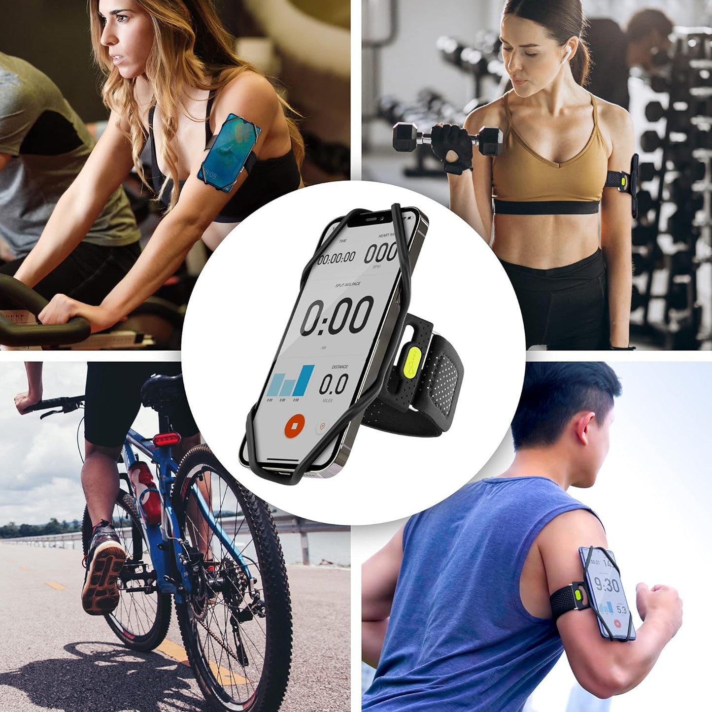 Bone Cell Phone Armbands+Sport Pocket, Run Tie 2+Pocket, L Arm Size, Fits Phone Size 4.7-7.2 Inches for iPhone 13 12 11 Pro Max XS XR X Samsung Galaxy