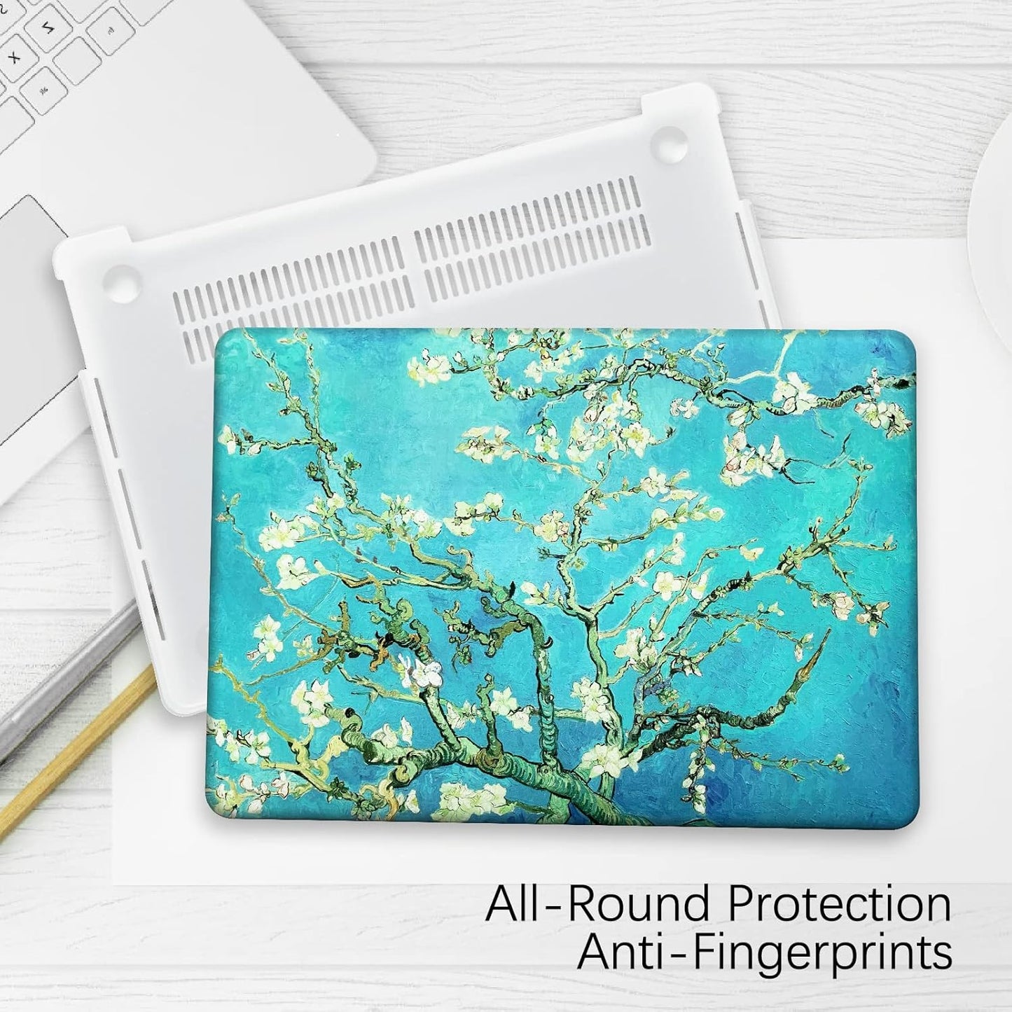 Compatible with MacBook Pro 13 inch Art Case Skin, 2022, 2021, 2020-2018 Release A1708 Flower Hard Shell with Keyboard Cover & Screen Protector (Almond Blossom by Vincent Van Gogh)