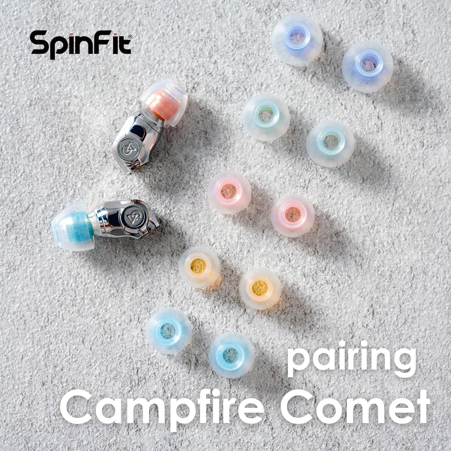 SpinFit W1 for IEM - L - Patented Medical-Grade Silicone Ear Tips, Double W-Shaped Tube Core, More Stability
