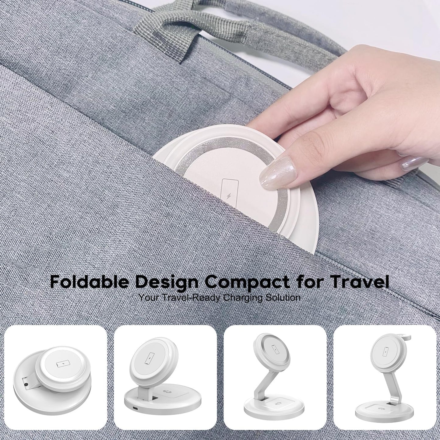 Charging Station for Apple Magnetic Wireless iPhone Mag-Safe Charger,15W 3in1 Foldable Wireless Dock Fast MagSafe Charger Stand for iPhone 16 Pro Max/16 Plus/15 ProMax/14/13/12,Apple Watch,AirPods Pro
