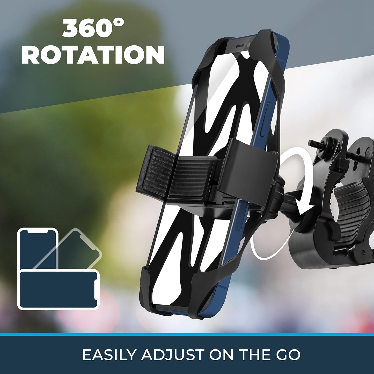 Roam Universal Cell Phone Holder Net Mount - Adjustable Up to 3.6" W x 7"" L - 360° Rotation - Hands Free Navigation System for Motorcycle eBike Dirt Road Cruiser Scooter - Orange"