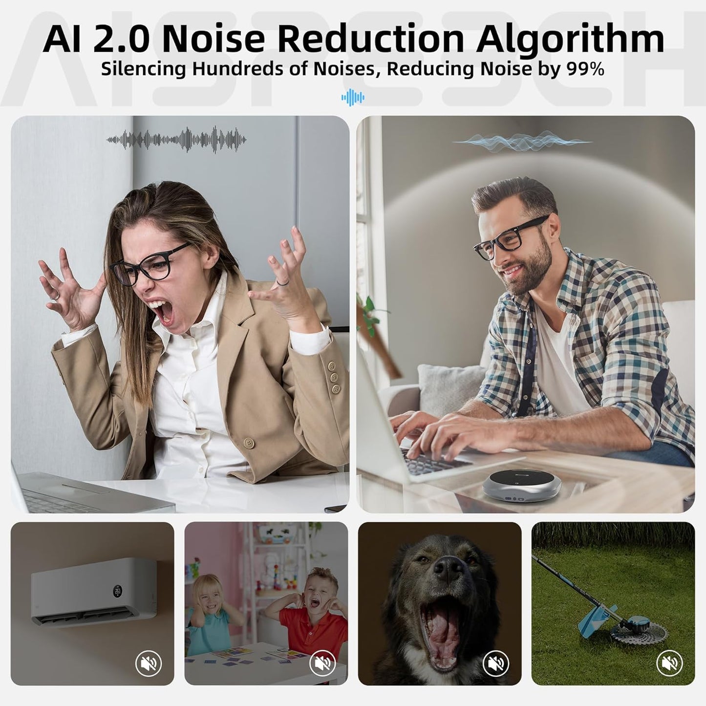 Bluetooth Conference Speakerphone M6 Conference Microphone with AI Noise Reduction AI Transcription Full-Duplex 360° Omnidirectional Voice Pickup USB Speaker for Teams Zoom Home Office, Black