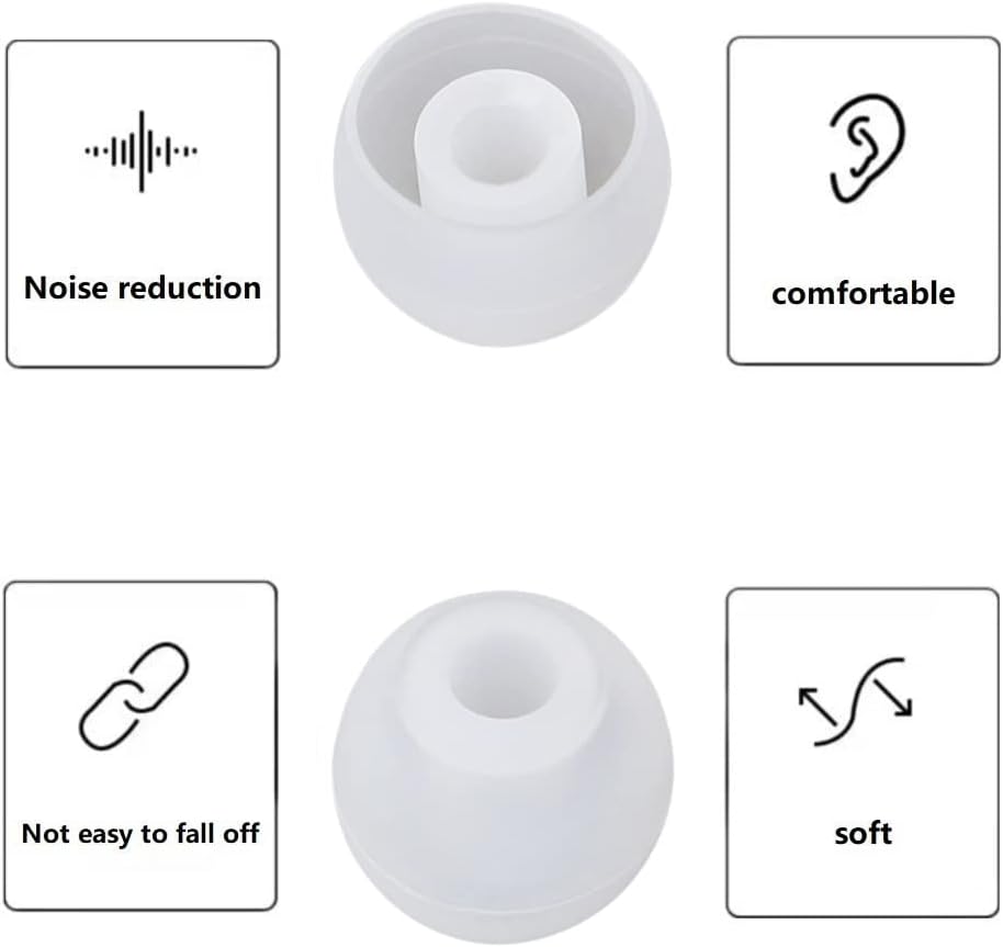 36 Pieces Medium Earbud Tips Soft and Comfortable Ear Bud Replacement Pieces Silicone Fit Most in-Ear Headphones，Inner Hole 3.8mm -5.5mm，Medium Clear White Replacement Eartips