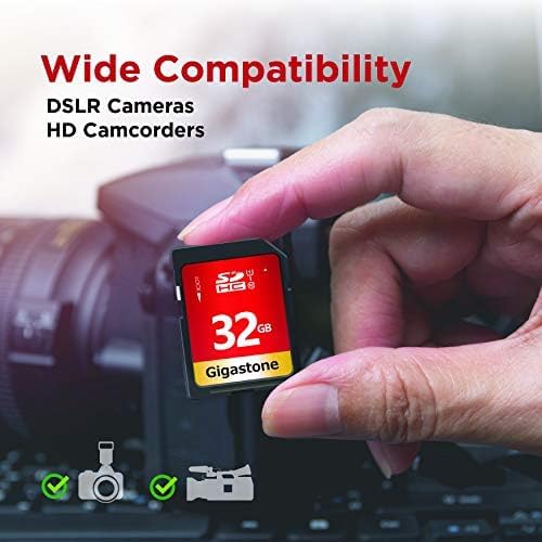 GIGASTONE 32GB SD Card 50-Pack UHS-I U1 Class 10 SDHC Memory Card High-Speed Full HD Video Compatible with Canon Digital Camera, SPYPOINT TACTACAM WOSPORTS Trail Camera, with 50 Mini Cases