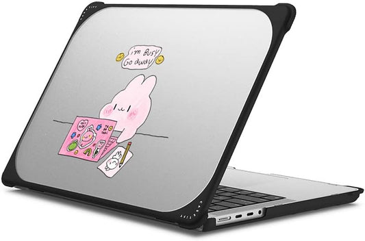 CASETiFY Bounce MacBook Pro 16-inch (M3/M4) Case [Enhanced Protective Corner Design/Ventilation Cutouts/Anti-Slip Grip] - I'm Busy MacBook Case by Tabetaaii - Clear Black