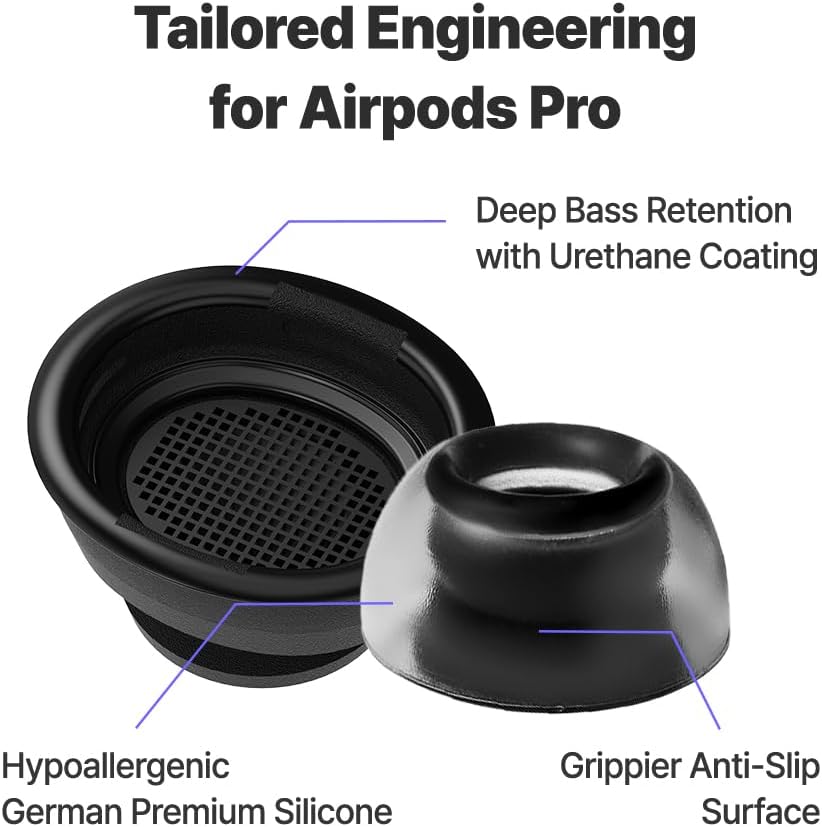 AZLA Crystal for Airpods Pro 1st & 2nd Gen (ML) – Airpod Pro Ear Tip Replacement – Airpod Pro Tips with Premium Silicone