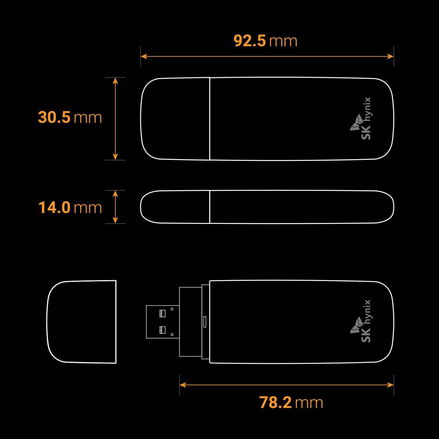 SK hynix Tube T31 1TB Stick Type SSD with DRAM | up to 1000MB/s | 10 Gbps | USB-A 3.2 Gen2 | External Solid State Flash Drive Compatible with PS4, PS5, Xbox, Window PC & Mac