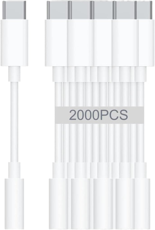 USB-C to 3.5mm Audio Headphone Adapter - HiFi 2000 Pack Compatible with Apple iPhone 16 15 Samsung Galaxy S25 S24 S23 S22 S21 Plus Pro Max Ultra Pixel iPad - Type C to Aux Cord Jack Dongle Adapter