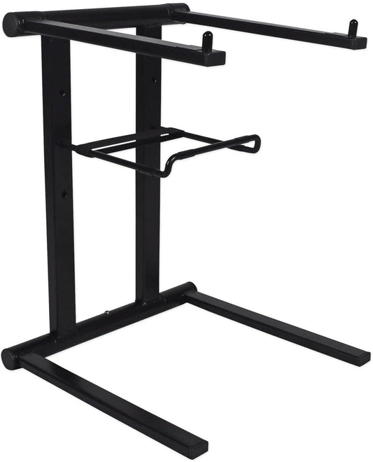 Rockville RLS2400 Lightweight Folding DJ Laptop Stand, Adjustable Height, Extra Shelf, Travel Bag, for DJs and Mobile Performers
