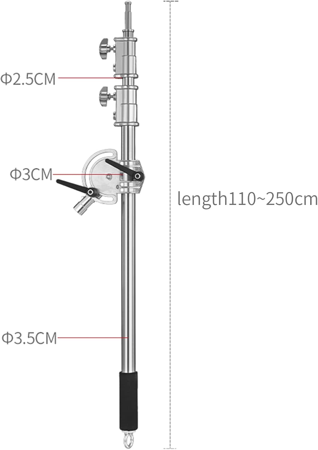 Heavy Duty Extension Boom Arm Bar for Photography C Stand and Light Stand,Adjustable 3.6-8.2ft Crossbar Holding Arm with Sand Bag for Softbox,Studio Strobe,Monolight,LED Video Light,Reflector ect.