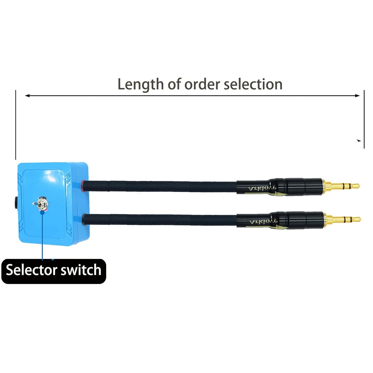 15ft Sound Channel swicher 1/8" aux Input 3.5mm Female to 2X 3.5 Output Switch Selector 2 in 1 Out R/L Stereo Audio 1 in 2 Out Stereo Audio Splitter with Phone pc Player