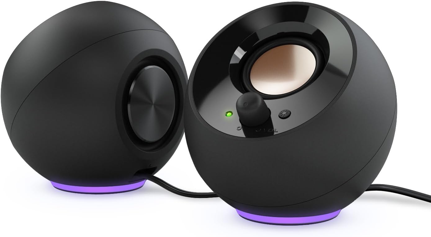 Creative Pebble SE Minimalist 2.0 USB-C Powered PC Speakers with RGB Lighting, 3.5 mm AUX-in, Up to 4.4W RMS Power for Computers and Laptops (Black)