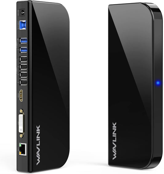 WAVLINK USB Laptop Docking Station Dual Monitors, DisplayLink Computer Dock for M1 M2 Mac and Windows, ChromeOS, Ubuntu 20.04/22.04 (HDMI & HDMI/DVI/VGA, 6xUSB Ports, LAN, Audio)