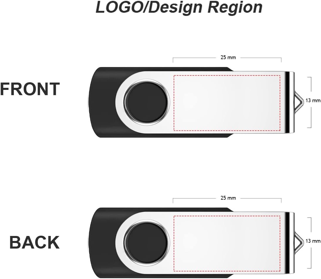 Personalized Flash Drives 4GB, Wooolken Customizable USB 2.0 Thumb Drives 10/20/50/100 Pack, Logo Memory Stick Custom Flash Drive Engraved Logo (Mixcolors)