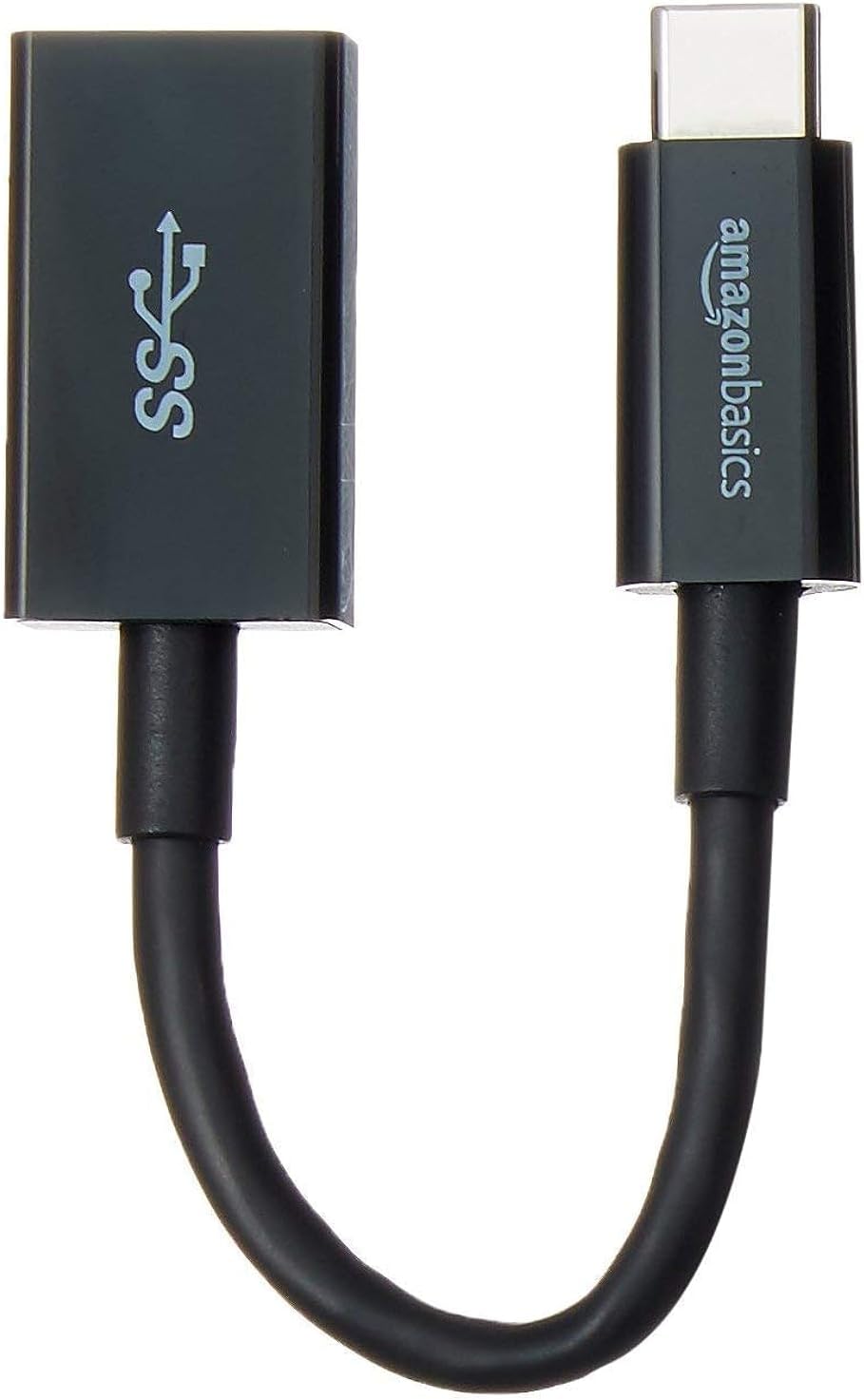 Amazon Basics USB 3.1 USB-C to USB-A Female Adapter Cable Converter, 5Gbps High-Speed, USB-IF Certified, for Laptops, Tablets, Phones (iPhone 16/15), Black