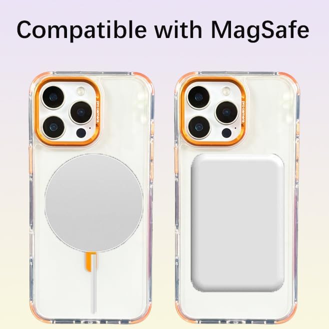 Cases for iPhone 14 Pro with 62.99 inch Lanyard Strap, Compatible with MagSafe, Classic Clear&Orange Phone Cover Non-Yellowing, Hands-Free Phone Case Drop&Shockproof, Adjustable Phone Lanyard