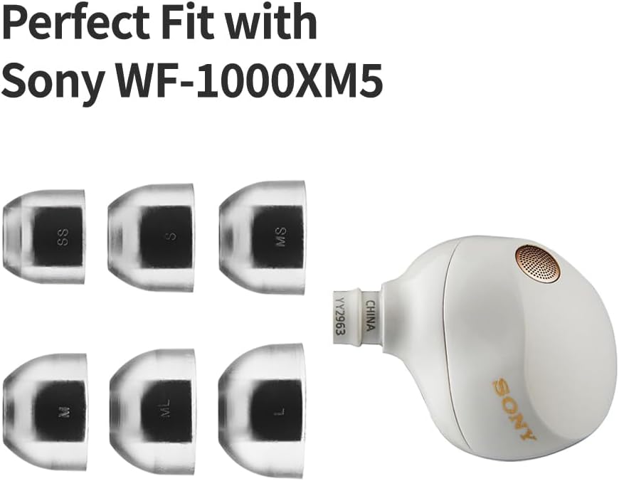 AZLA SednaEarfit Crystal Standard 2 - Earbud Tips for Wireless Headphones - Noise Canceling Earbuds Replacement Tips Eartips Compatible with Sony WF-1000XM5, Beats, Sennheiser, Jabra (3 Pair, SS-S-MS)