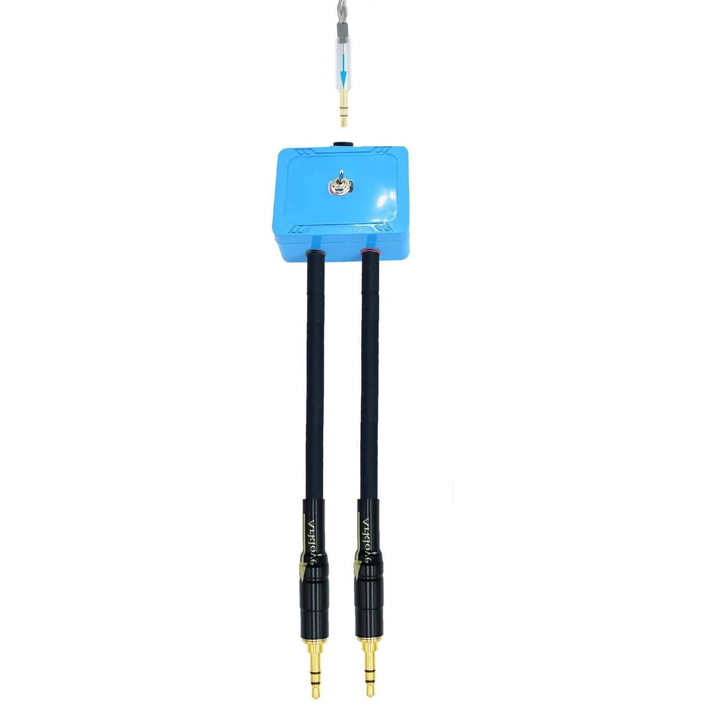 18ft Sound Channel swicher 1/8" aux Input 3.5mm Female to 2X 3.5 Output Switch Selector 2 in 1 Out R/L Stereo Audio 1 in 2 Out Stereo Audio Splitter with Phone pc Player