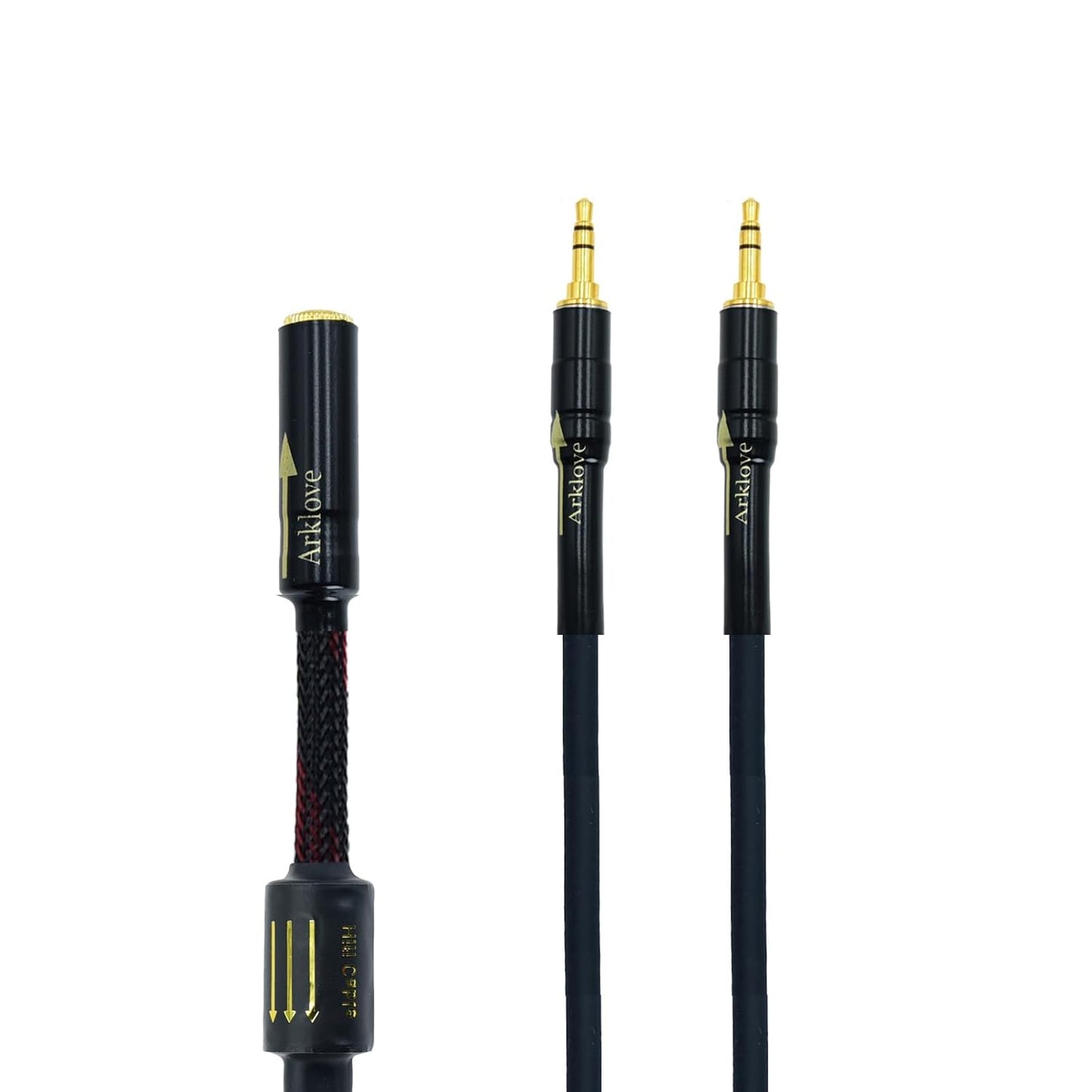 Arklove 10ft Shielded 1/8" aux Input 3.5mm Female to 2X 3.5 Output Splitter Stereo Audio Video Cable Out 3.5 Male to Two 3.5 Male in Dual Speaker Cord 24k Gold Plated