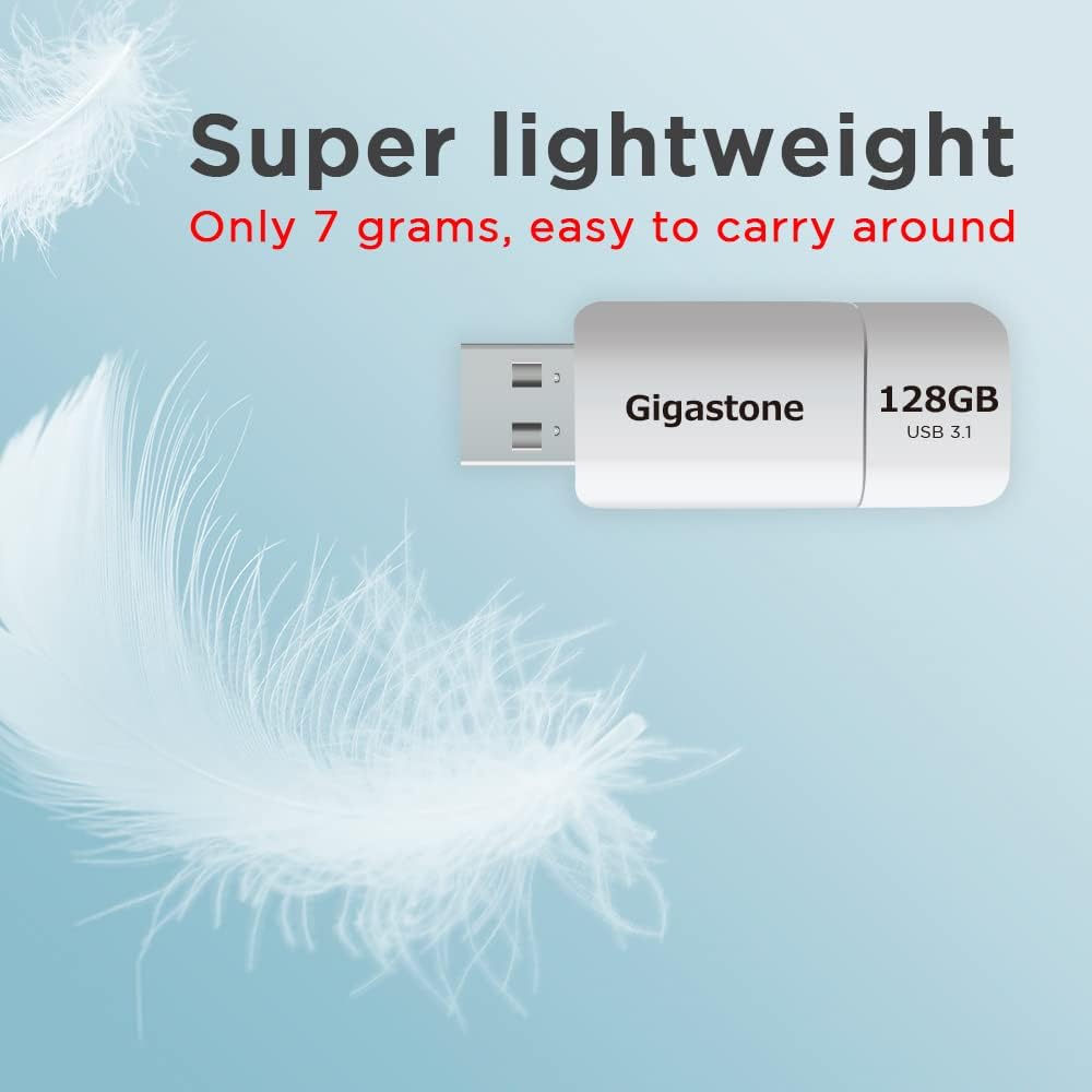 GIGASTONE 128GB Flash Drive (5 Pack) Z60 USB 3.2 Gen 1, 120MB/s Ultra Fast, Retractable Capless Slider Design, Data Storage, Backup for PC/Mac/TV/Car Audio, USB 2.0/3.0/3.1 Compatible