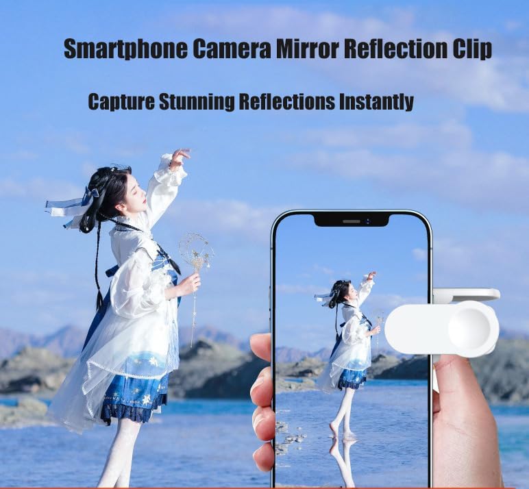 Mirror Effect Lens - Capture Stunning Reflections Instantly,Camera Mirror Reflection Clip for Back Camera Recording, Adjustable Hd Glass Phone Shooting Reflection Mirror (Black)