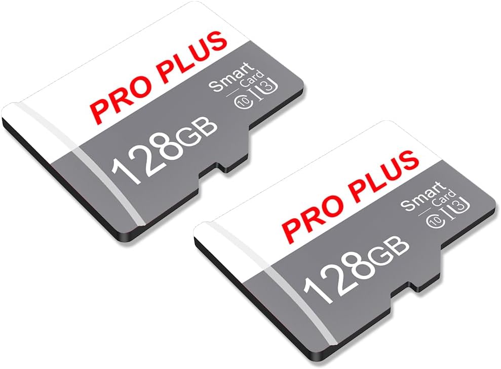 2 Pack TF Card 128GB with Adapter, High Speed Memory Card, UHS-I C10 A1 Memory TF Card for Tablet/Mobile Phone/Camera/Car Audio/Game Console (TF183 White Gray 128GB)