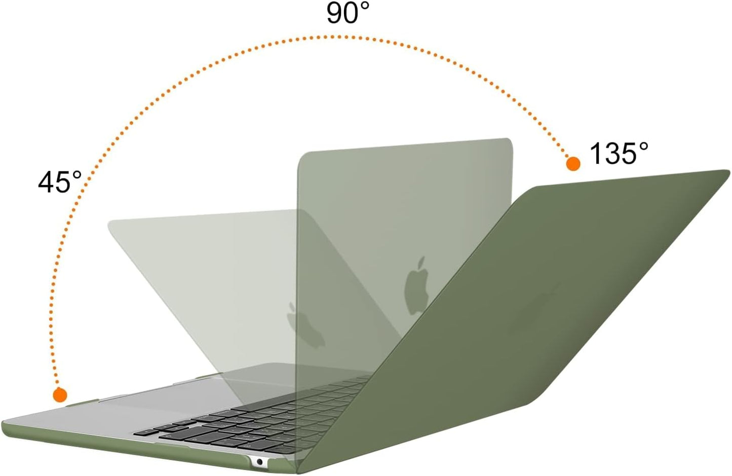 MOSISO Compatible with MacBook Air 13 inch Case 2025 2024 2023 2022 M4 A3240 M3 A3113 M2 A2681, Plastic Hard Shell&Keyboard Cover&Screen Film&Type C for MacBook Air 13.6 inch Case, Army Green