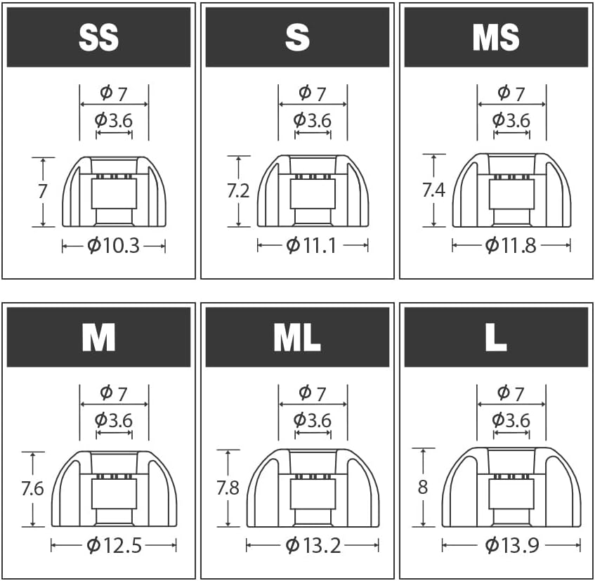 AZLA SednaEarfit MAX Standard (MS/M/ML) - Earbud Tips for Wireless Headphones - Noise Canceling Earbuds Replacement Tips - Eartips Compatible with Sony, Samsung, Beats, JLab, Sennheiser, Shure