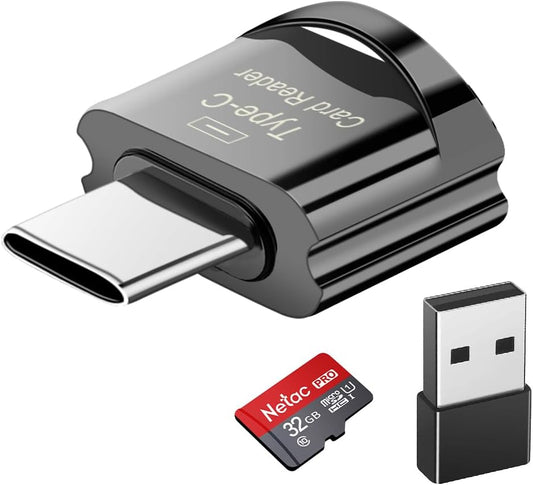 Type C Micro SD Card Reader, BorlterClamp USB C TF Card Reader Adapter with Keychain, Compatible with MacBook, iPhone 15,Laptops, Galaxy Phones and More