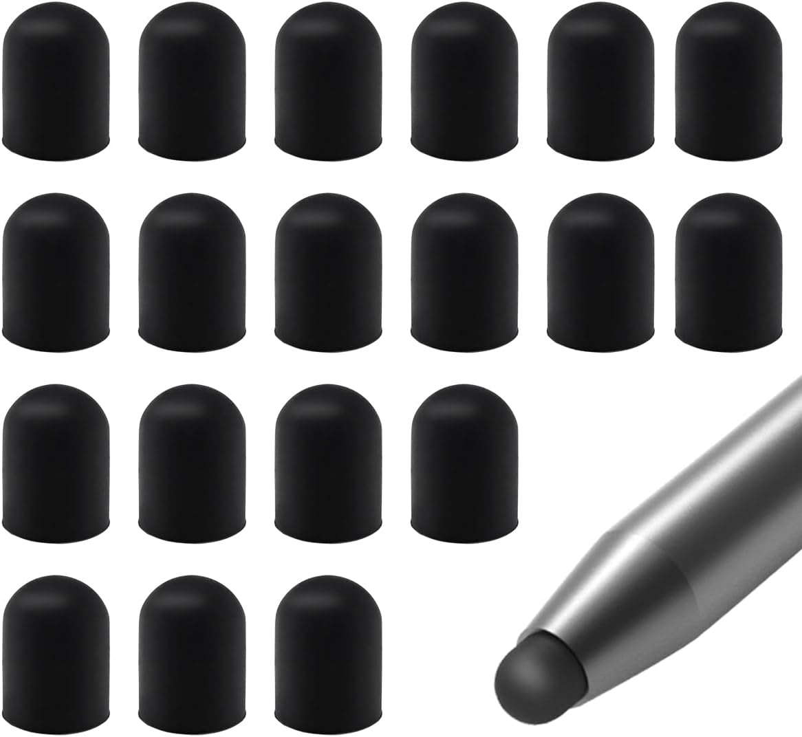 20 Pieces Replacement Tips Touch Screen Pens Tips Silicone Rubber for Touch Pen (Outer Diameter 6mm, Inner Diameter 4mm)
