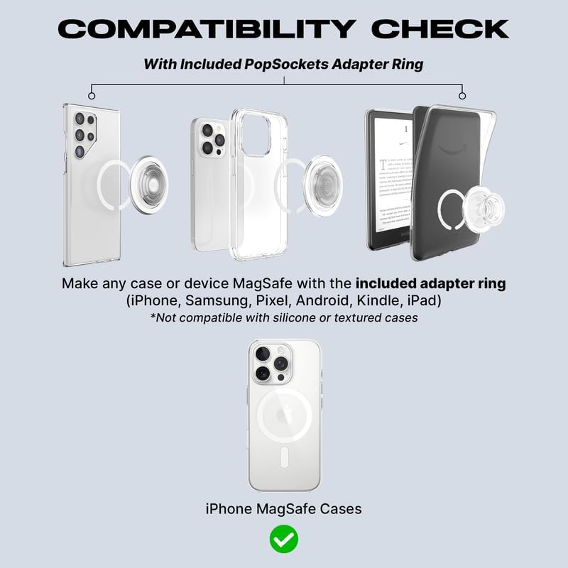 PopSockets Phone Grip for MagSafe with Kickstand, Magnetic Stand, Swappable Top, Secure Hold for iPhone MagSafe Cases, Phone & Tablet Grip, Cute PopSockets - Rainbow Glass