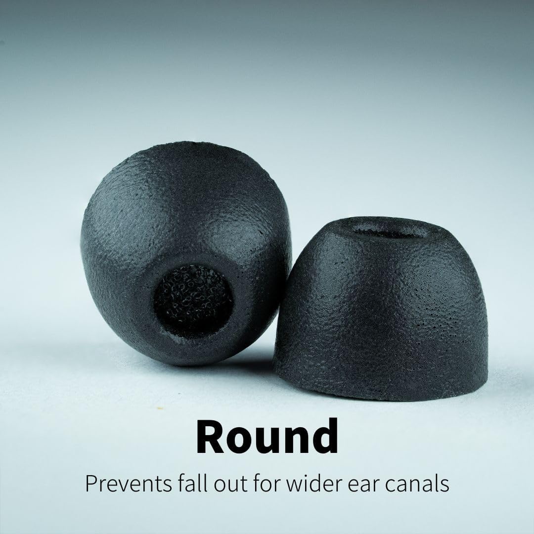 Comply 100 Core Series | Memory Foam Replacement IEM Ear Tips for Etymotic, Westone, Klipsch & More | Superior Noise Isolation, Ultimate Comfort, Secure Fit | Round, Black, Small (3 Pairs)